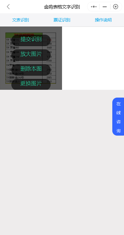 金鸣表格文字识别系统图片